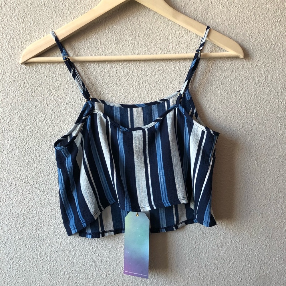 Show Me Your MuMu Blue and White Striped Cropped Tank - Picture 4 of 6